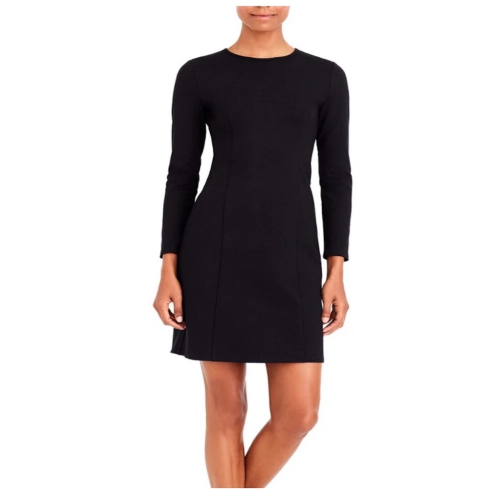 J. Crew Black Long Sleeve Sheath Dress in Stretch Ponte 14 NEW